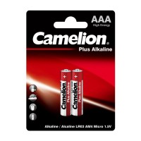 Батарейки алкалиновые (щелочные) CAMELION ALKALINE PLUS 1651, LR03, ААА, 1.5В, 1150 мАч, упаковка 2шт 