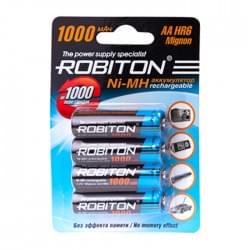 Ni-Mh аккумуляторы ROBITON 1000MHAA-4 BL-4 11883, 1.2В, 1000мАч, размер АА (HR6), металлогидридные, 4шт в упаковке 