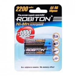 Ni-Mh аккумуляторы ROBITON 2200MHAA-2 BL-2 8791, 1.2В, 2200мАч, размер АА (HR6), металлогидридные, 2шт в упаковке 