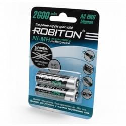 Ni-Mh аккумуляторы ROBITON RTU2600MHAA-2 BL-2 13118, 1.2В, 2600мАч, размер АА (HR6), металлогидридные, LSD низкий саморазряд, 2шт в упаковке 