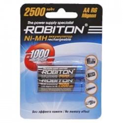 Ni-Mh аккумуляторы ROBITON 2500MHAA-2 BL-2 8793, 1.2В, 2500мАч, размер АА (HR6), металлогидридные, 2шт в упаковке 
