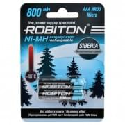 Ni-Mh аккумуляторы ROBITON SIBERIA 800MHAAA-2 BL-2 14874, 1.2В, 800мАч, размер ААА (HR03), металлогидридные, низкотемпературные -40ºС, 2шт в упаковке