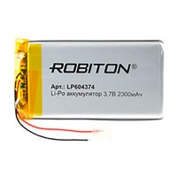 Аккумулятор Li-Pol Robiton LP604374  литий-полимерный 3.7 В плоский 2300 мАч размер 6х43х74 мм с защитной платой