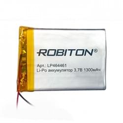 Аккумулятор Li-Pol Robiton LP464461  литий-полимерный 3.7 В плоский 1300 мАч размер 4.6х44х61 мм с защитной платой