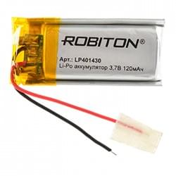 Аккумулятор Li-Pol Robiton LP401430 литий-полимерный 3.7 В плоский 120 мАч размер 4х14х30 мм с защитной платой