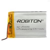 Аккумулятор Li-Pol Robiton LP233350 литий-полимерный 3.7 В плоский 310 мАч размер 2.3х33х50 мм с защитной платой