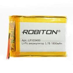 Аккумулятор Li-Pol Robiton LP103450 литий-полимерный 3.7 В плоский 1800 мАч размер 10х34х50 мм с защитной платой