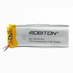 Аккумулятор Li-Pol Robiton LP502365 литий-полимерный 3.7 В плоский 720 мАч размер 5х23х65 мм с защитной платой