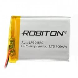 Аккумулятор Li-Pol Robiton LP304560  литий-полимерный 3.7 В плоский 700 мАч размер 3х45х60 мм с защитной платой