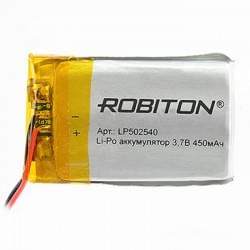 Аккумулятор Li-Pol Robiton LP502540  литий-полимерный 3.7 В плоский 450 мАч размер 5х25х40 мм с защитной платой