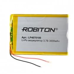 Аккумулятор Li-Pol Robiton LP4070100  литий-полимерный 3.7 В плоский 3000 мАч размер 4х70х100 мм с защитной платой