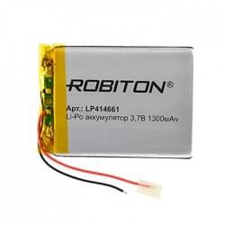 Аккумулятор Li-Pol Robiton LP414661  литий-полимерный 3.7 В плоский 1300 мАч размер 4.1х46х61 мм с защитной платой