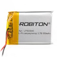 Аккумулятор Li-Pol Robiton LP503040 литий-полимерный 3.7 В плоский 550 мАч размер 5х30х40 мм с защитной платой