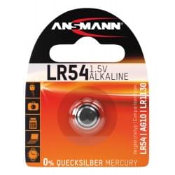 Алкалиновая батарейка Ansmann LR54 AG10 LR1130 389 1,5В дисковая 1шт