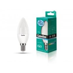 Лампа CAMELION Е14 8Вт 4500K 750Лм LED8-C35/845/E14 светодиодная 12386 нейтральный белый, свеча 