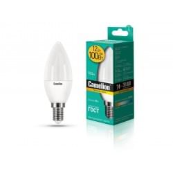Лампа CAMELION Е14 12Вт 3000K 990Лм LED12-C35/830/E14 светодиодная 13687 теплый белый, свеча 