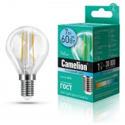 Лампа CAMELION Е14 7Вт 4500K 765Лм LED7-G45-FL/845/E14 13458, светодиодная, филаментная, нейтральный белый, шар 