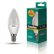 Лампа CAMELION Е14 7Вт 3000K 580Лм LED7-C35/830/E14 светодиодная 12073 теплый белый, свеча 