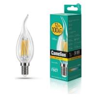 Лампа CAMELION Е14 12Вт 3000K 1105Лм LED12-CW35-FL/830/E14 светодиодная филаментная 13710 теплый белый, свеча на ветру