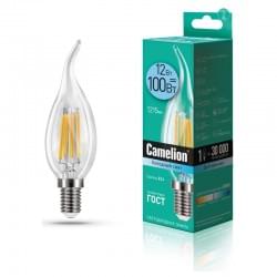 Лампа CAMELION Е14 12Вт 4500K 1115Лм LED12-CW35-FL/845/E14 светодиодная филаментная 13711 нейтральный белый, свеча на ветру