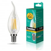 Лампа CAMELION Е14 7Вт 3000K 715Лм LED7-CW35-FL/830/E14 светодиодная филаментная 13454 теплый белый, свеча на ветру