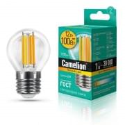 Лампа CAMELION Е27 12Вт 3000K 1105Лм LED12-G45-FL/830/E27 13714, светодиодная, филаментная, теплый белый, шар 