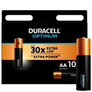Алкалиновые батарейки DURACELL OPTIMUM OP1500 AA LR6 1.5В (10 шт. в упаковке) 