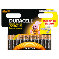 Батарейки алкалиновые Duracell Basic AAA LR03 MN2400 12шт