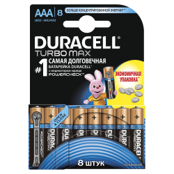 Батарейки алкалиновые Duracell Turbo Max AAA LR03 MX2400 8шт