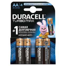 Батарейки алкалиновые Duracell Turbo Max AA LR6 MX1500 4шт