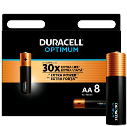 Алкалиновые батарейки DURACELL OPTIMUM OP1500 AA LR6 1.5В (8 шт. в упаковке) 