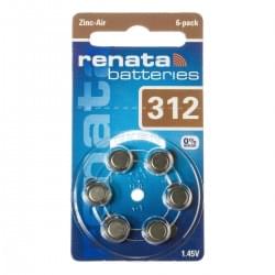 Батарейки RENATA 312 1,45 В для слухового аппарата 6шт
