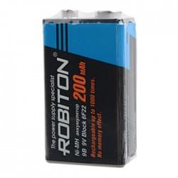 Ni-Mh аккумулятор ROBITON 200MH9 SR-1 13562, 9В, 200мАч, размер Крона, металлогидридный, 1шт в упаковке