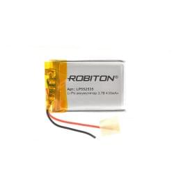 Аккумулятор Li-Pol Robiton LP552535 литий-полимерный 3.7 В плоский 430 мАч размер 5.5х25х35 мм с защитной платой