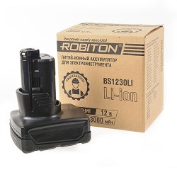 Аккумулятор Li-Ion литий-ионный Robiton BS1230LI для шуруповерта Bosch 12 В 3000мАч