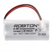 Аккумулятор Т-356 2.4 Вольт ROBITON DECT-T356-2XAAA, 14617, 800 мАч, 45х20х10 мм, никель-металлогидридный