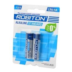 Батарейки алкалиновые (щелочные) ROBITON ALKALINE STANDARD 12290, LR6, АА, 1.5В, упаковка 2шт 