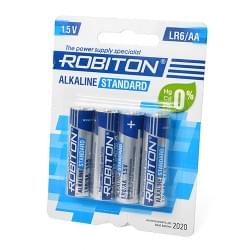 Батарейки алкалиновые (щелочные) ROBITON ALKALINE STANDARD 17169, LR6, АА, 1.5В, упаковка 4шт 
