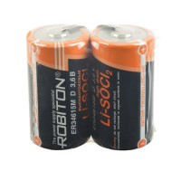 Специальные литиевые высокотоковые батарейки Li-SOCl2 Robiton ER34615M-FT D с выводами 13500 мАч 3.6 В 2шт