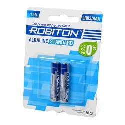Батарейки алкалиновые (щелочные) ROBITON ALKALINE STANDARD 12293, LR03, ААА, 1.5В, упаковка 2шт