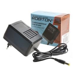 Адаптер-блок питания ROBITON AB12-800S 16174, 12 Вольт, 800 мА, штекер 5.5х2.1/12мм, трансформаторный, стабилизированный, положительная полярность