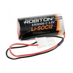 Специальная литиевая батарейка Robiton Li-SOCl2 ER26500-55572P C 9000мАч 3.6 В с коннектором 5557-2P 4.2мм