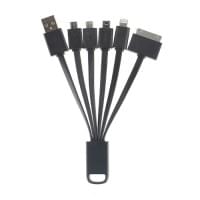 Универсальный шнур-брелок USB - Apple 30pin / Apple 8pin / Mini-USB / 2 x Micro-USB Robiton черный
