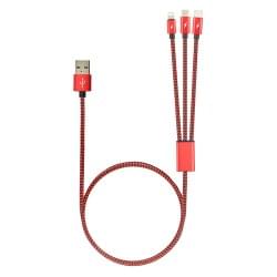 Универсальный кабель питания USB - Micro-USB / Type-C / Apple 8pin Robiton 1м красный