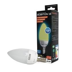 Лампа светодиодная Robiton E14, 5Вт, 2700К, свеча
