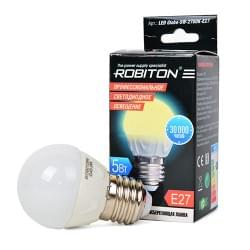 Лампа светодиодная Robiton E27, 5Вт, 2700К, шар