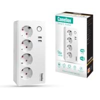 Умный сетевой фильтр Camelion 14502 Smart Home SPS/SH/4х1,5/USB/WIFI 4 гнезда 1,5м 16A 3680В 2 USB Wi-Fi Контроль Голосовое управление