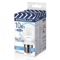 Светодиодная лампа Е27 10Вт ERGOLUX 14546 LED-G45-10W-E27-4K, 4500K, 960Лм, нейтральный белый, шар