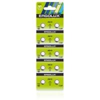 Батарейки алкалиновые (щелочные) дисковые ERGOLUX ALKALINE AG10-BP10 14321, AG10, LR1130, 389, 1.5В, 11.6х3.0мм, упаковка 10шт 