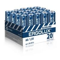 Батарейки алкалиновые (щелочные) ERGOLUX ALKALINE BP-20 ПРОМО 14675, LR6, АА, 1.5В, 2700 мАч, упаковка 20шт 